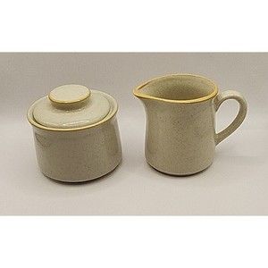 Norwell Stoneware  Creamer and Sugar Bowl Set. Creamer is Cracked/Crazed Look